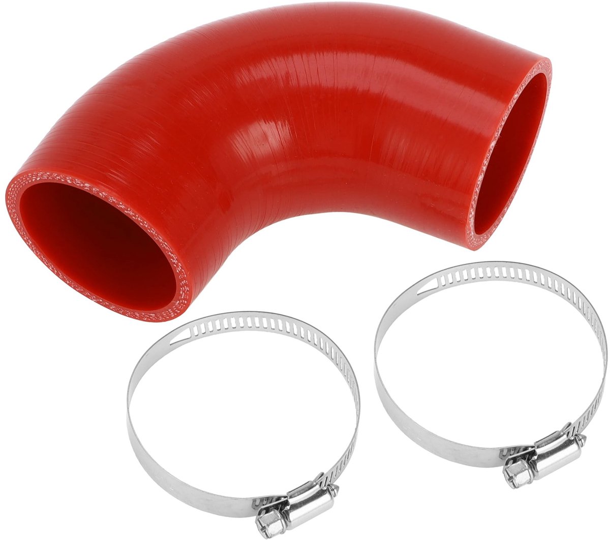 Dailygoods- Siliconen Slang Rood - 90 Graden - Binnendiameter 57mm - Meerlaags Geweven Doek - Bestand tegen Hoge Temperatuur - Maximale Druk 1Mpa - Koelslang
