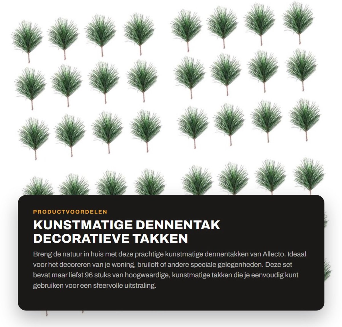 Dailygoods- Kunstmatige Dennentak 96 Stuks - Kunstplant in Pot - Decoratie Takken - Kunstplanten - Kunstmatige Dennennaalden - Binnenkrans 7x5cm