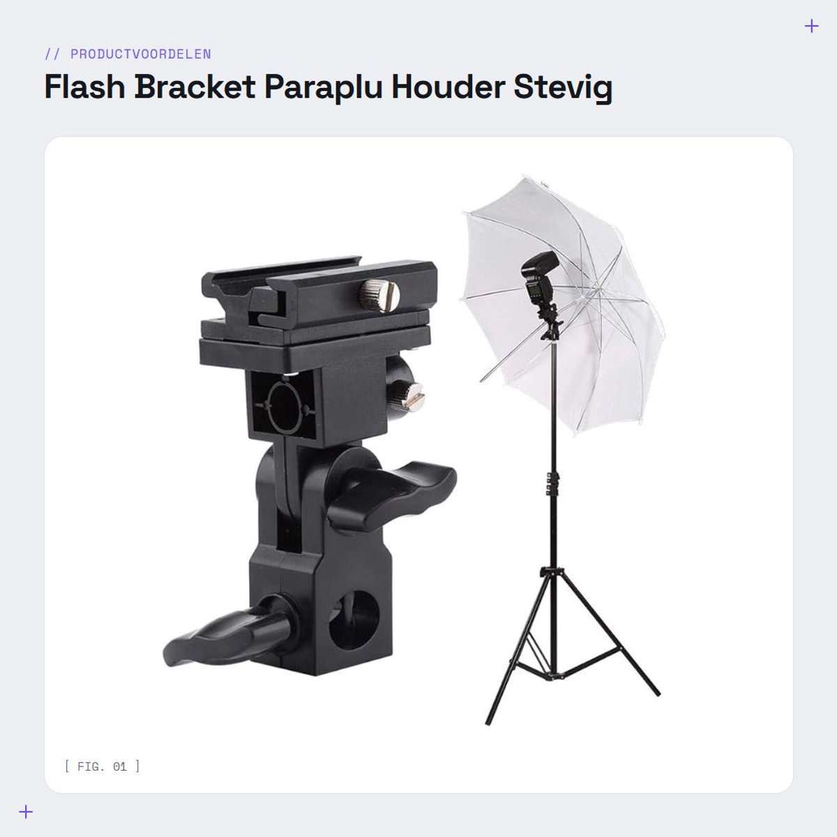 Dailygoods- Flash Bracket - Stevige Hot Shoe Beugel - Paraplu Houder - Lichtstandaard Beugel - Voor Foto/Videografie - Lichtgewicht en Duurzaam - Flitserhouder