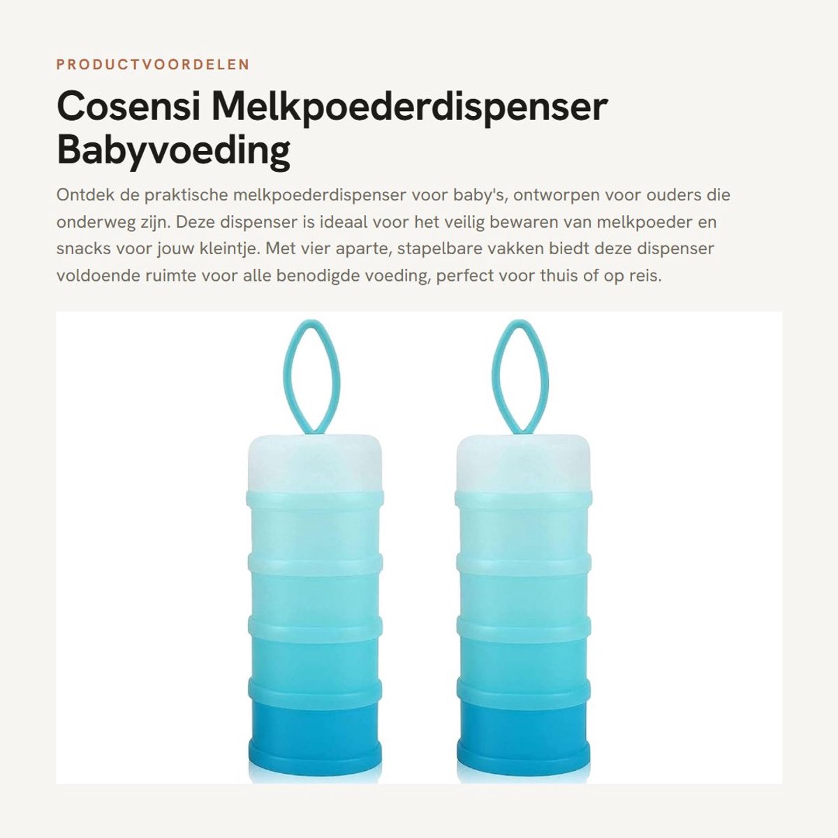 Dailygoods- Melkpoederdispenser 4 lagen - Draagbaar - Stapelbaar - BPA-vrij - Babyvoeding - Geschikt voor kinderen vanaf 0 jaar