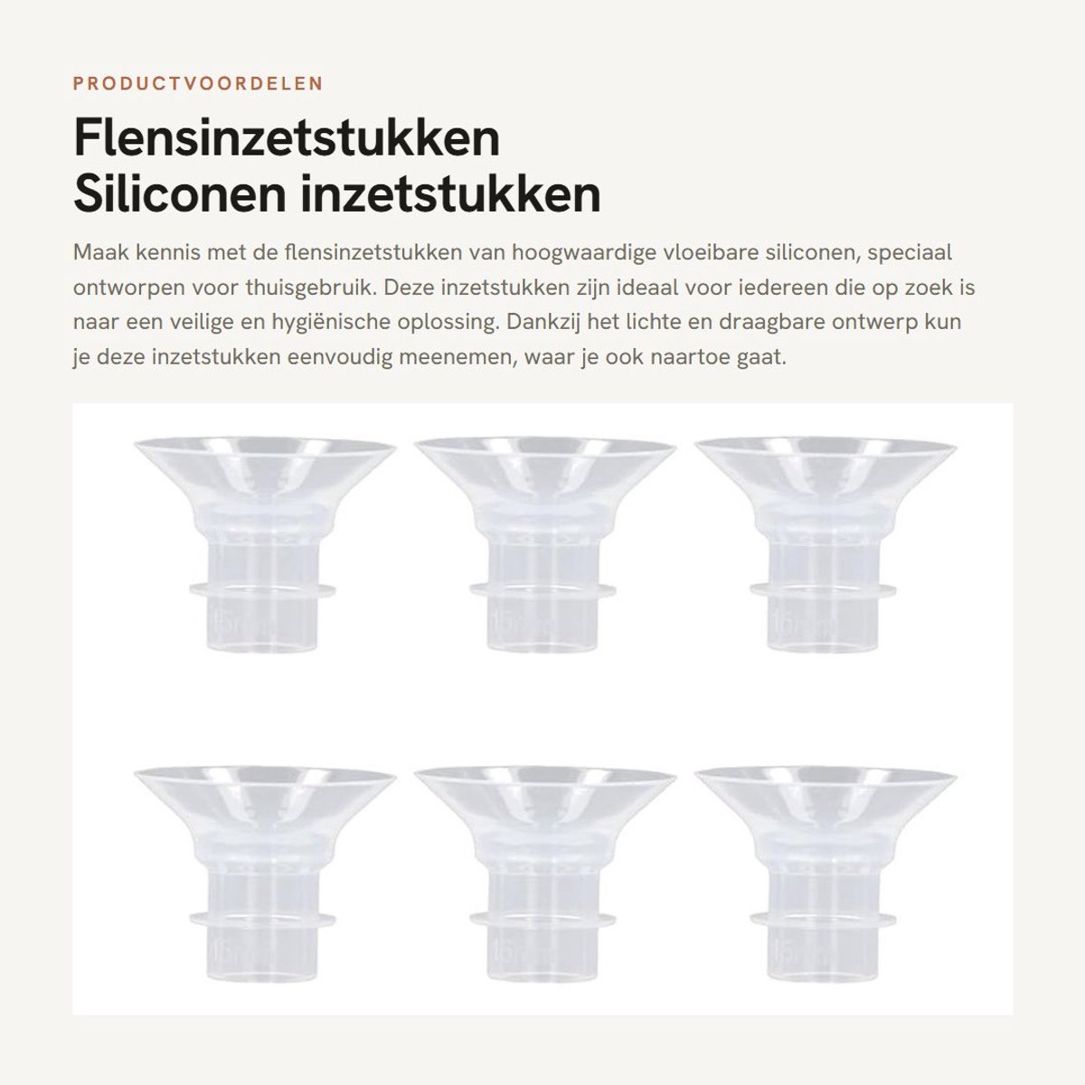 Dailygoods- Flensinzetstukken Veilig - 6 Stuks - Vloeibaar Siliconenmateriaal - Draagbaar - Hygiënisch - BPA-vrij - Borstvoedingsinzetstukken