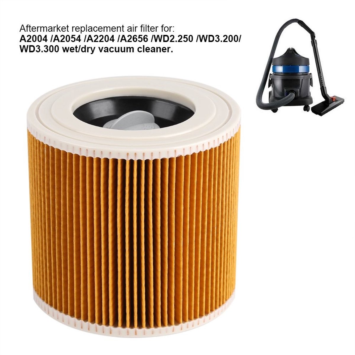 Dailygoods- Patroonfilter Hoogwaardig - Stofzuigerfilter - Luchtfilter - Vervangt A2004/A2054/A2204/A2656 - Voor WD2/250WD3/200WD3/300 - Verbetert Luchtkwaliteit