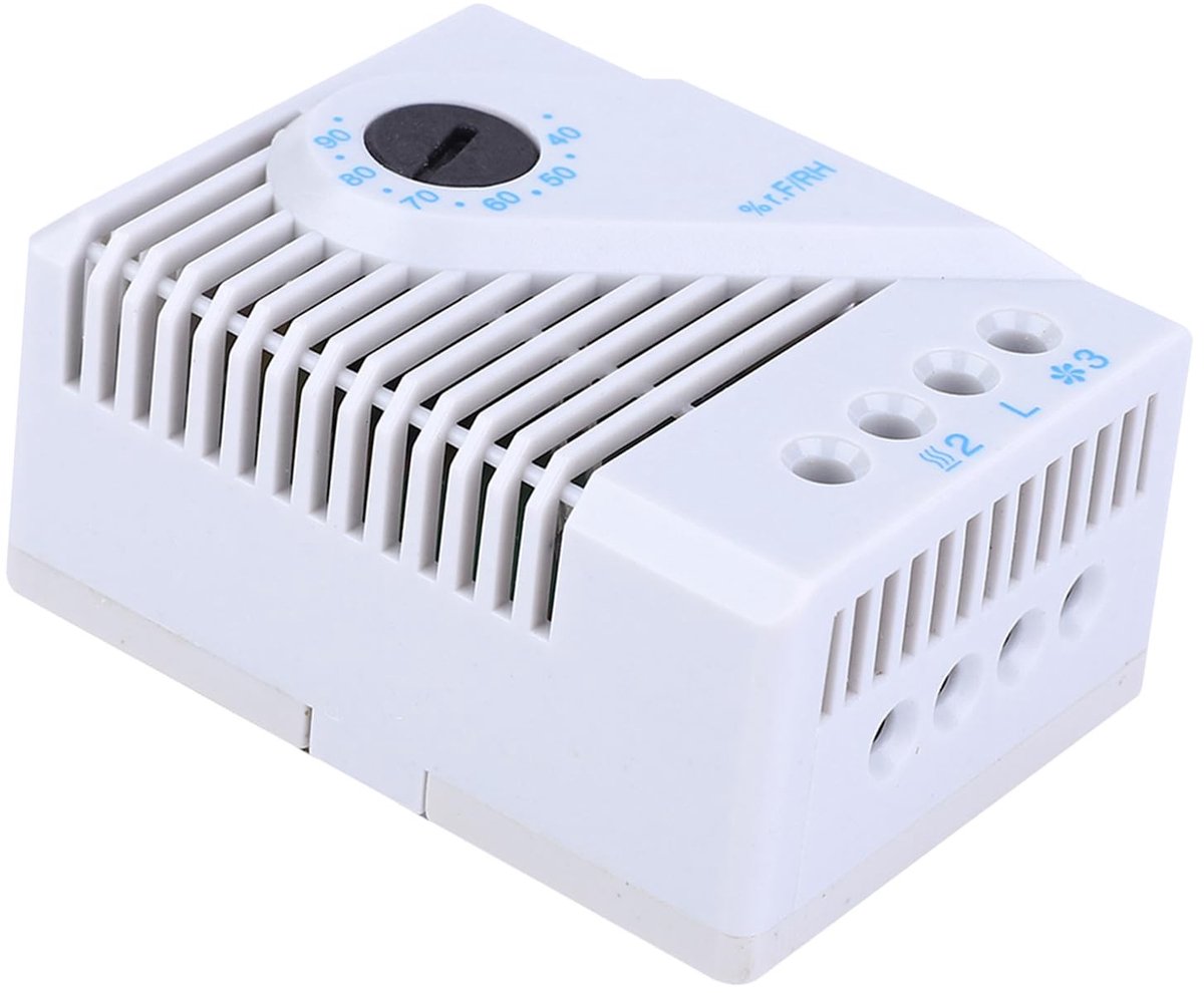 Dailygoods- Vochtigheidscontroller Mechanisch - Vochtigheidsregelaar - Hygrostat - Installatie 35 mm DIN-rail - Kunststof Behuizing - 4% Relatieve Vochtigheid