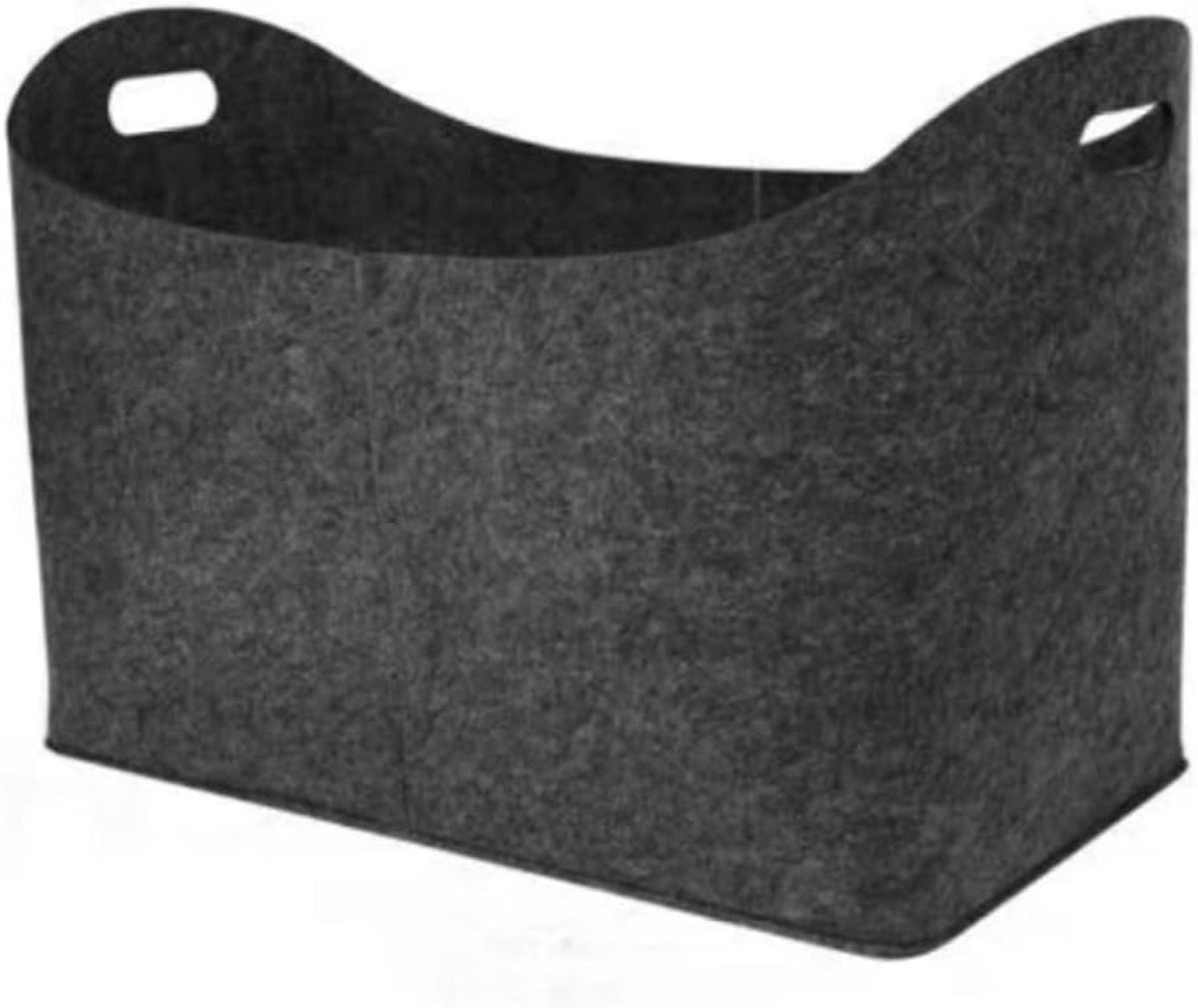 Houtmand - Opbergtas - Haardhout Opslag - Stevige Handvatten - 55 x 30 x 40 cm - Donkergrijs