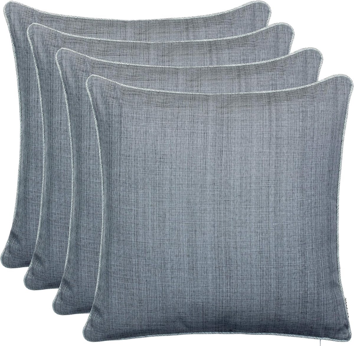 4-delige set outdoor Kussenhoezen 45x45 cm – Waterafstotend & weerbestendig – Sier- en tuinkussenhoezen in linnenlook – Decoratieve hoezen voor balkon & terras – Grijs