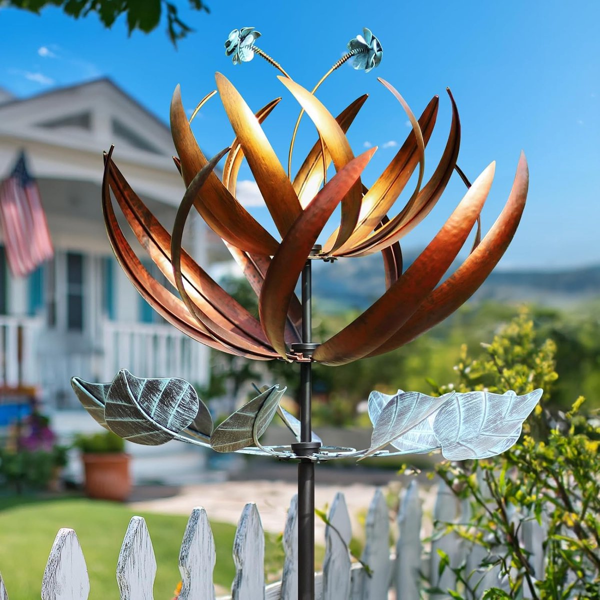 Windspinner Metaal - Windmolen Decoratie - Tuin Verfraaien - Roestvrij Anti-Roest - 213 cm Hoog - Kleurrijk