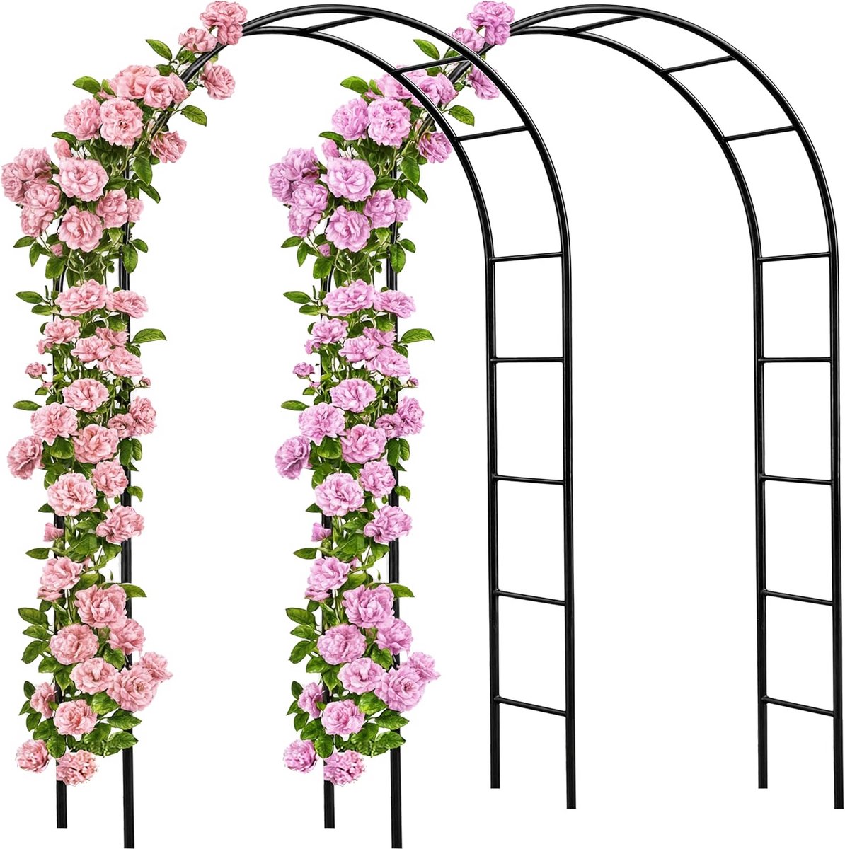 Rozenbogen Set - Klimhulp Bogen - Tuin Decoratie - Verstelbare Structuur - 240x140x37cm - Zwart