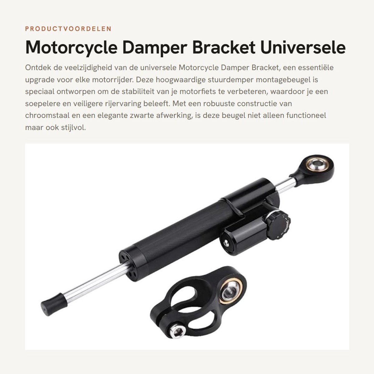 Dailygoods- Stuurdemper Montagebeugel - Universeel - Chroomstaal - Roestbestendig - Lichtgewicht - Capaciteit 5 ton - Motorfiets Demper