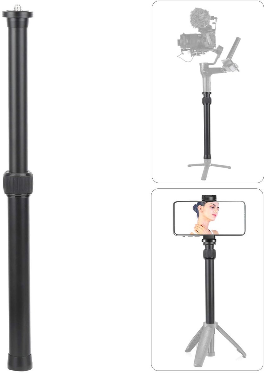 Dailygoods- Statiefverlenging Sterke Verlengbuis - Verstelbare Aluminiumlegering - 2 Delen - 25-41 cm - 1/4 inch/3/8 inch Schroefinterface - Eenvoudige Installatie
