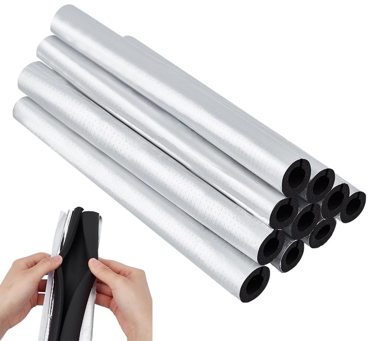 Dailygoods- Buisisolatie 10-pack - Zelfklevende Isolatie - UV-bestendig Schuimrubber - Vorstbescherming - Geschikt voor Buitenleidingen - 40,8 cm Lang
