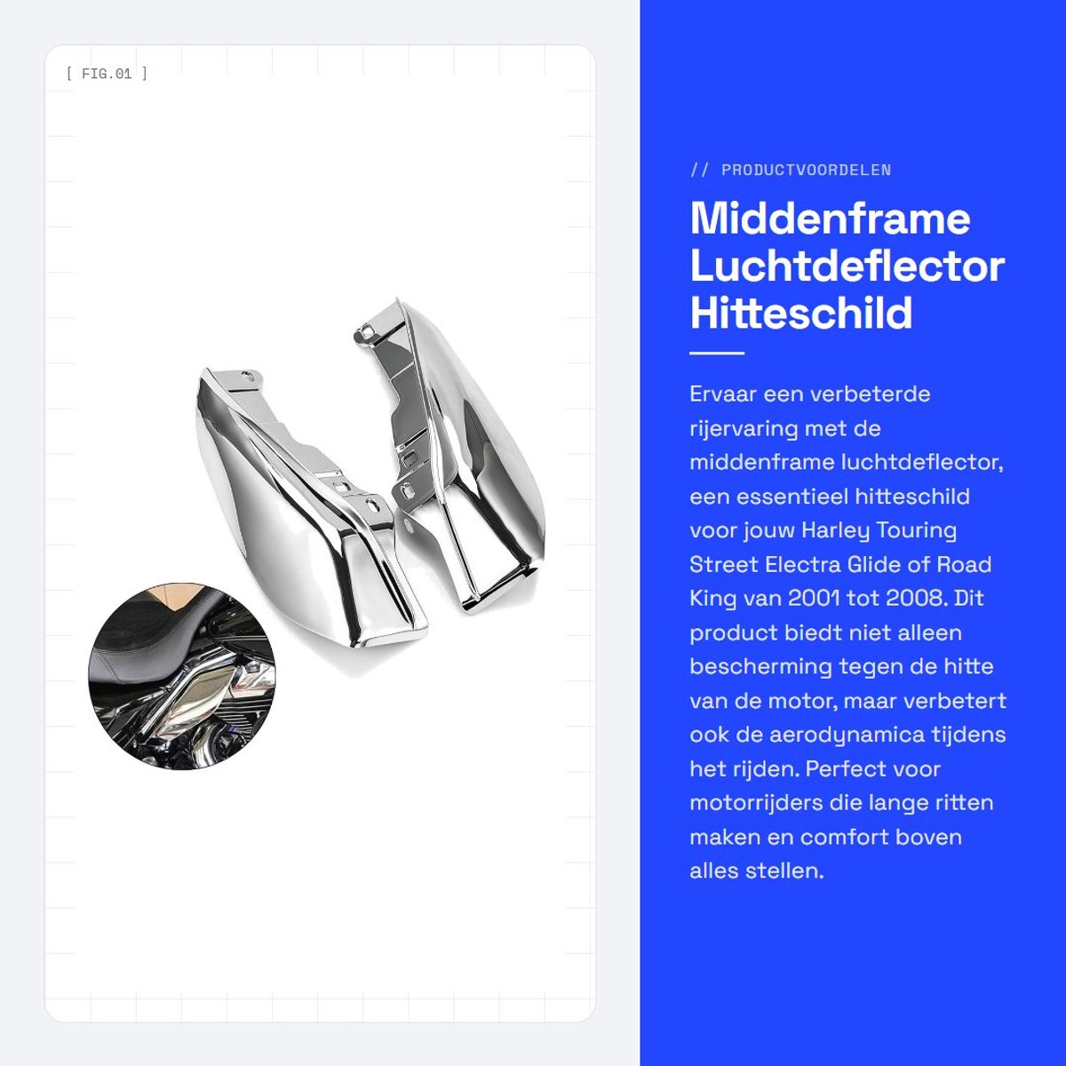 Dailygoods - Middenframe Luchtdeflector - Hitteschild Motor - Geschikt voor Harley Touring - Hoogwaardige Bescherming - Stijlvol Ontwerp - Perfect voo...