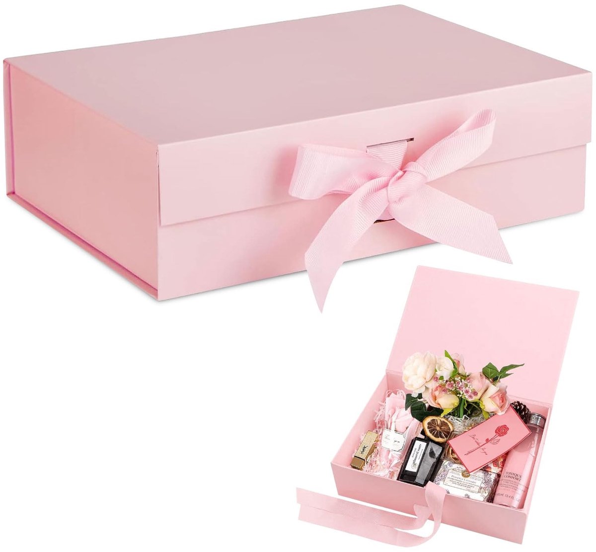 Dailygoods- Geschenkdoos met strik - Opvouwbare Doos - Decoratieve Cadeauverpakking - 23x17x7cm - Papiermateriaal - Geschikt voor Feestjes - Cadeaudoos