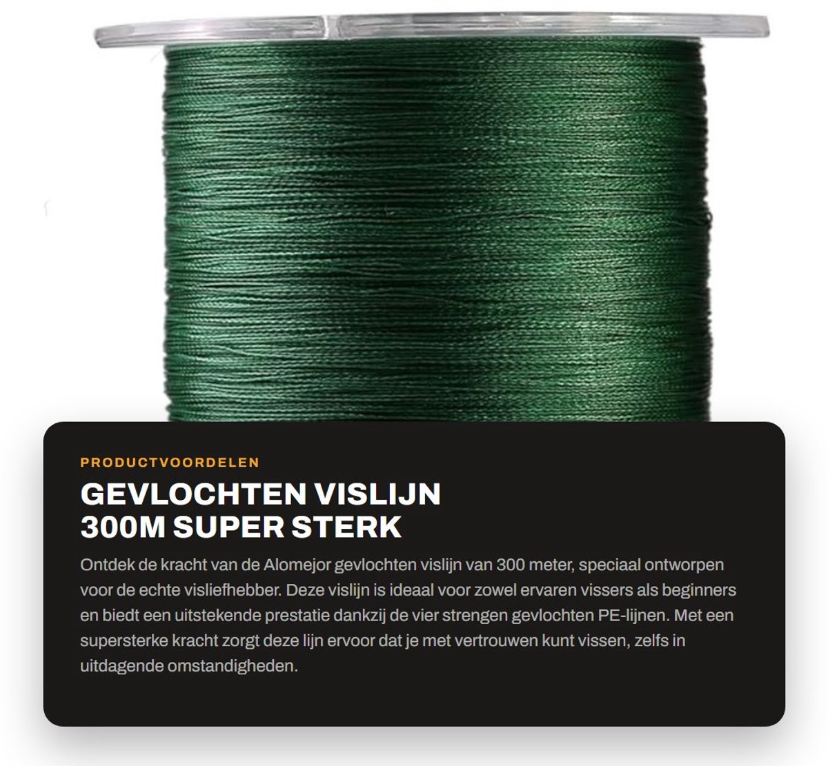 Dailygoods- Vislijn 300m - Gevlochten 4 Strengen - Super Sterk - Multifilament - Hoge Taaiheid - Weerstand Vermindering - Visdraad