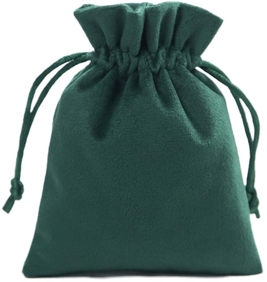 Dailygoods- Flockzakjes 5 Stuks - Geschenkpakket - Sieradenzakjes - Snoepzak - Opbergzak - 15 x 20 cm - Donkergroen - Geschenkzak