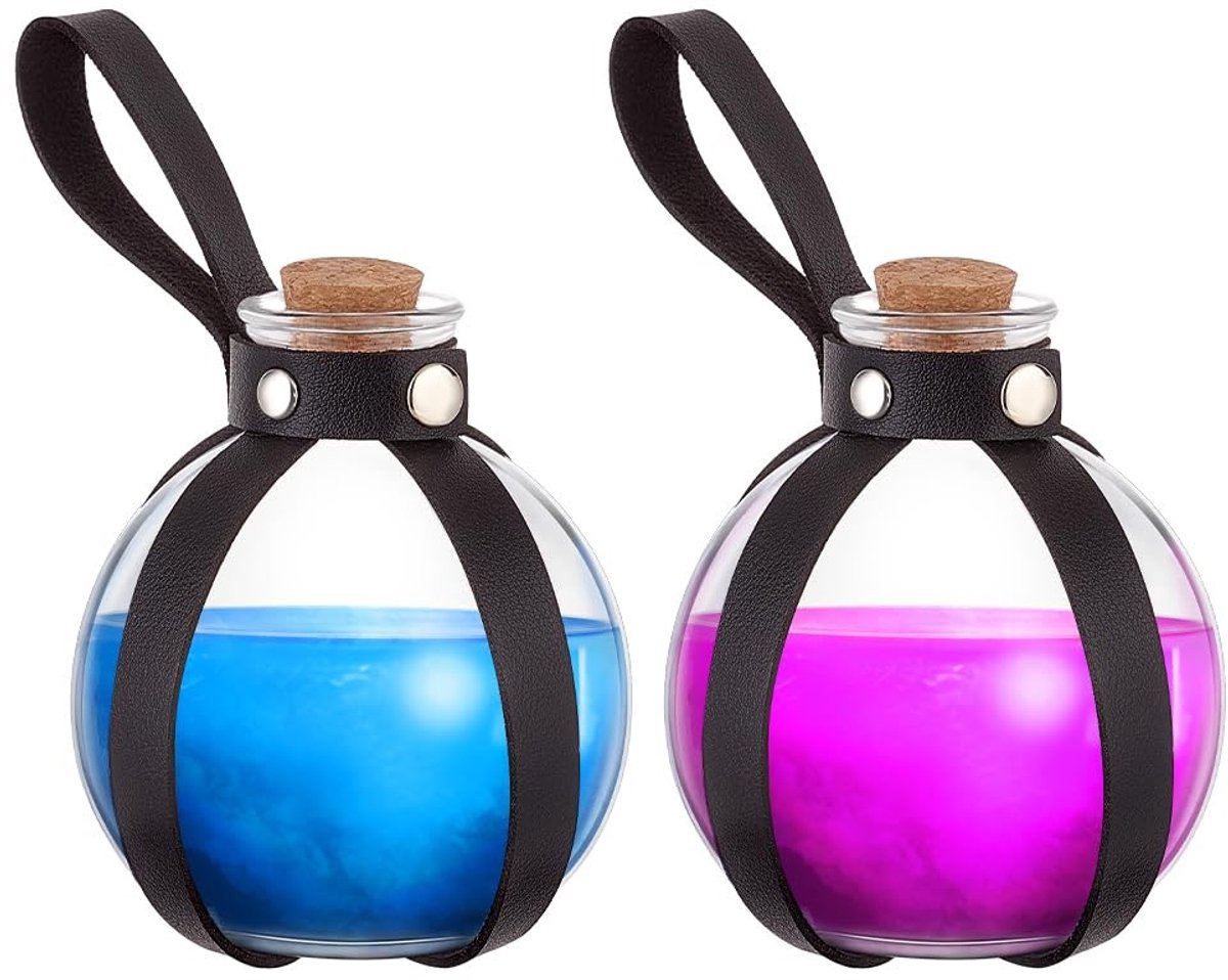 Dailygoods- Drinkfles - 2 Stuks - Kurkdrankfles - Decoratieve Fles - Glazen Fles - Halloween Accessoire - Afmetingen 160 mm