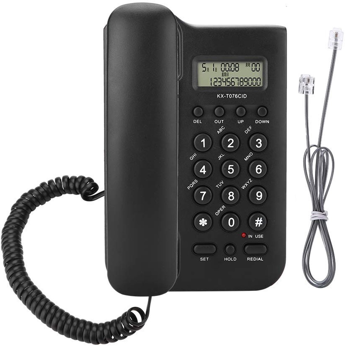 Dailygoods - Bedrade Telefoon - Grote Knoppen - Regelbaar Volume - Desktop Model - Vaste Telefoon - Geschikt voor Huis en Kantoor - 462 gram