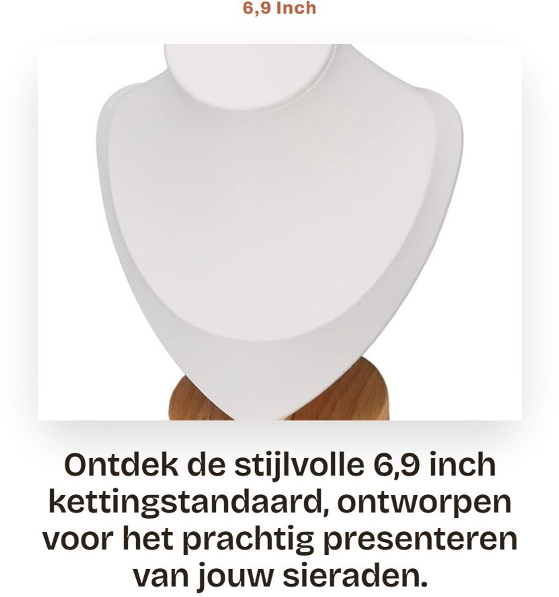 Dailygoods- Kettingstandaard 6,9 inch - Flanellen Sieradenezel - Borststandaard - Torenstandaard - Mannequin Sieraden Buste Display - Wit - Sieradenbuste