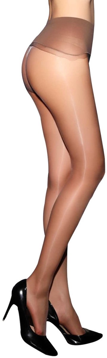 Dailygoods - Transparante Glanzende Panty - Sexy 360° Naadloos - Bruin - Olieachtig Glanzend - Dames - One Size