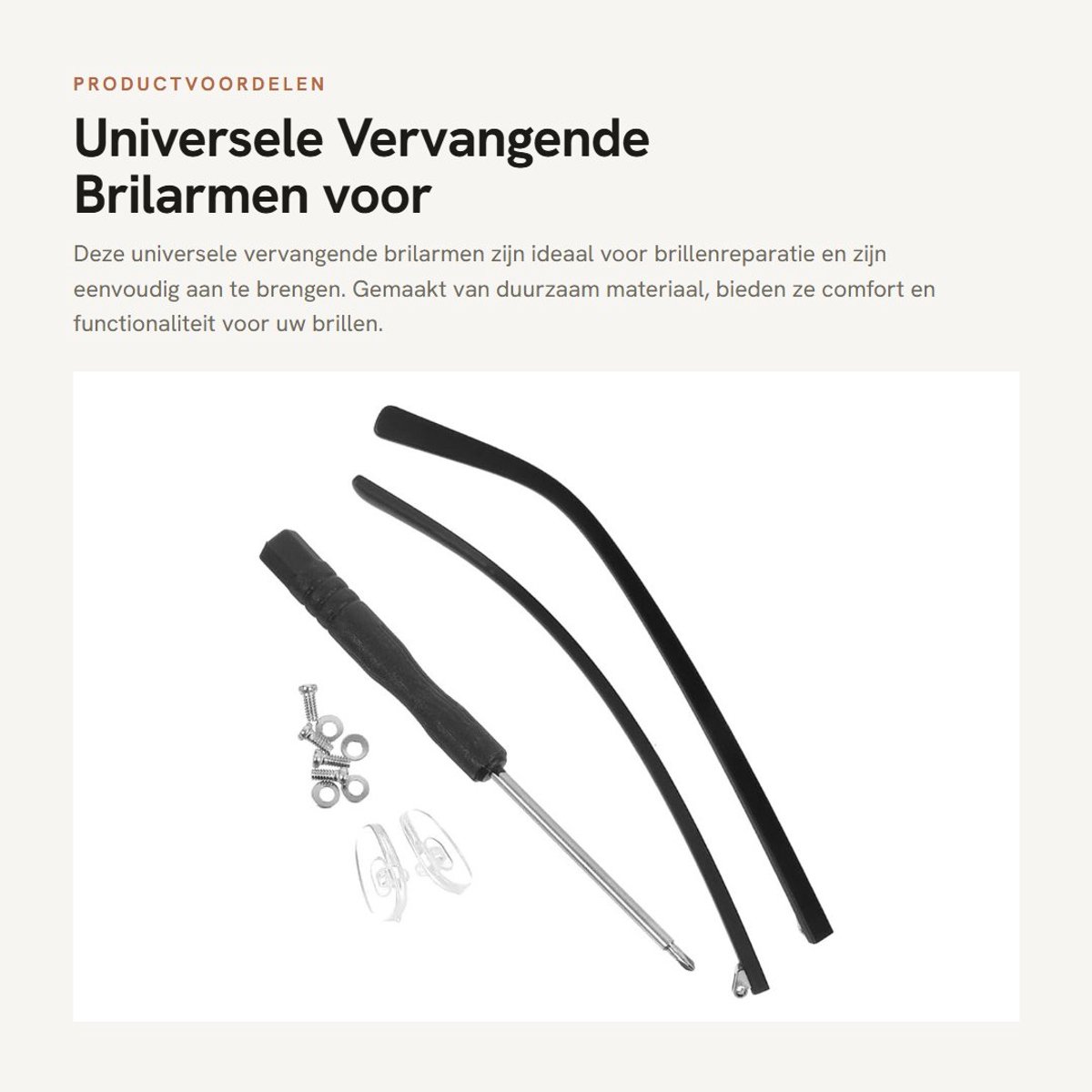 Dailygoods- Brilarmen Antislip - Vervangende Beugels - Eenvoudig te Installeren - Duurzaam Materiaal - Comfortabel - Geschikt voor Brillenreparatie - Brilpootjes