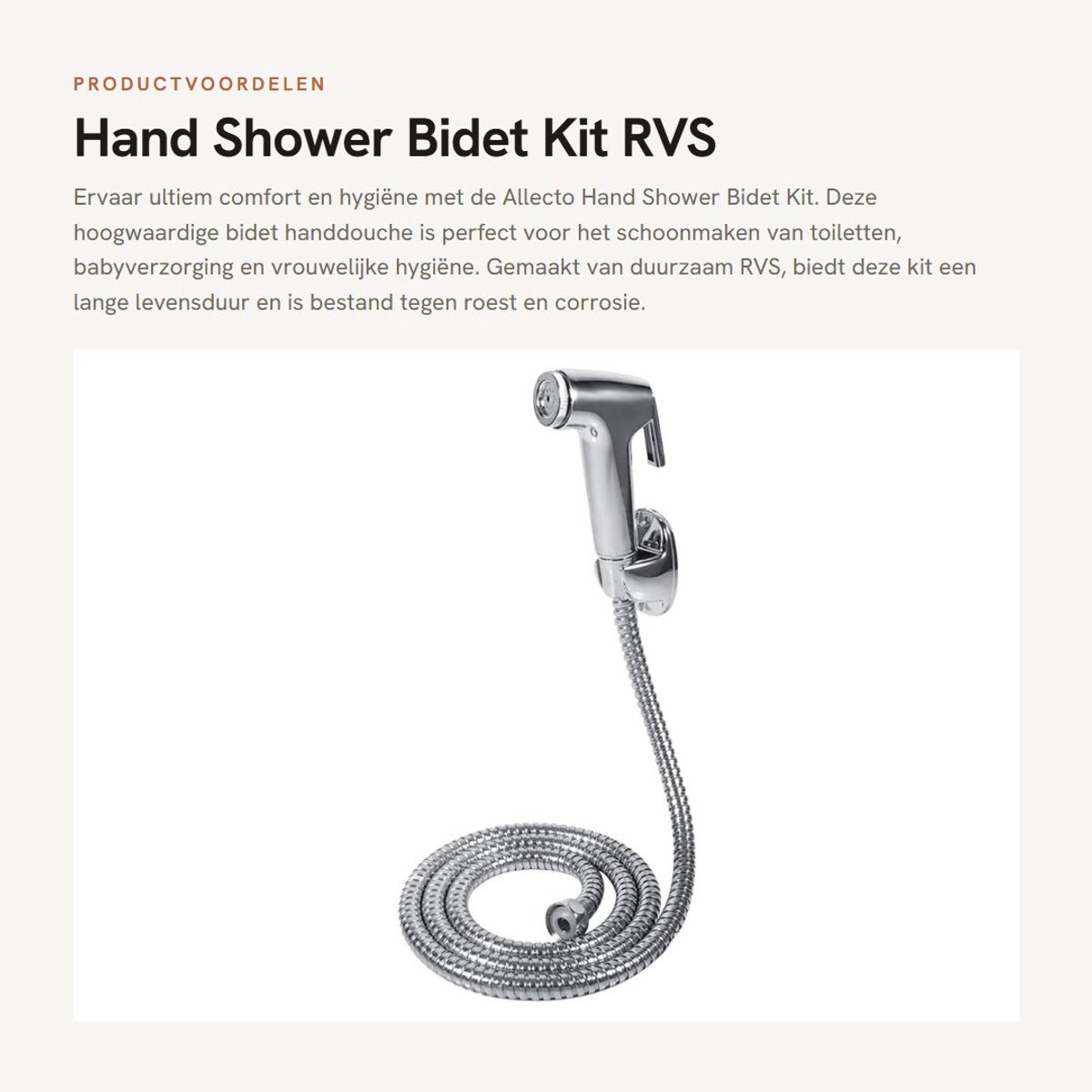 Dailygoods- Bidet Handdouche Kit - Roestvrij Staal Spraykop - Handdouchehouder - Slang - Ergonomische Handgreep - Duurzaam ABS Kunststof