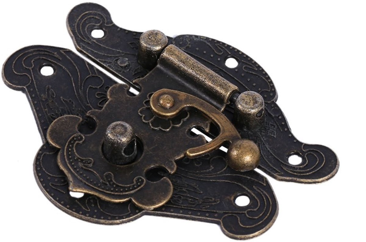 Dailygoods- Hasp Antiek Design - Kast Box Lock - Zinklegering - Brons - Eenvoudig te Installeren - Geschikt voor Houten Kisten - Kastslot