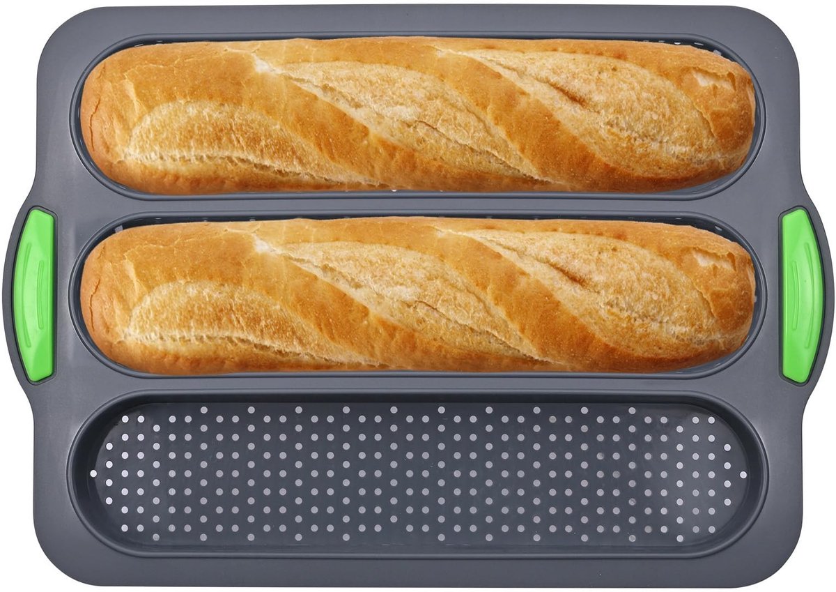 Dailygoods- Siliconen Bakvorm - Hoogwaardige Anti-aanbaklaag - Broodvorm - Baguettebakken - Herbruikbaar - 34 x 23 x 2,5 cm - Voedselveilige Silicone - Broodbakvorm