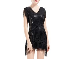 Dailygoods- Cocktailjurk Vintage Jaren '20 - Flapper Jurk - Charleston Jurk - Avondmode - Retro Gatsby Kostuum - Mini Lang Design - Flapperjurk