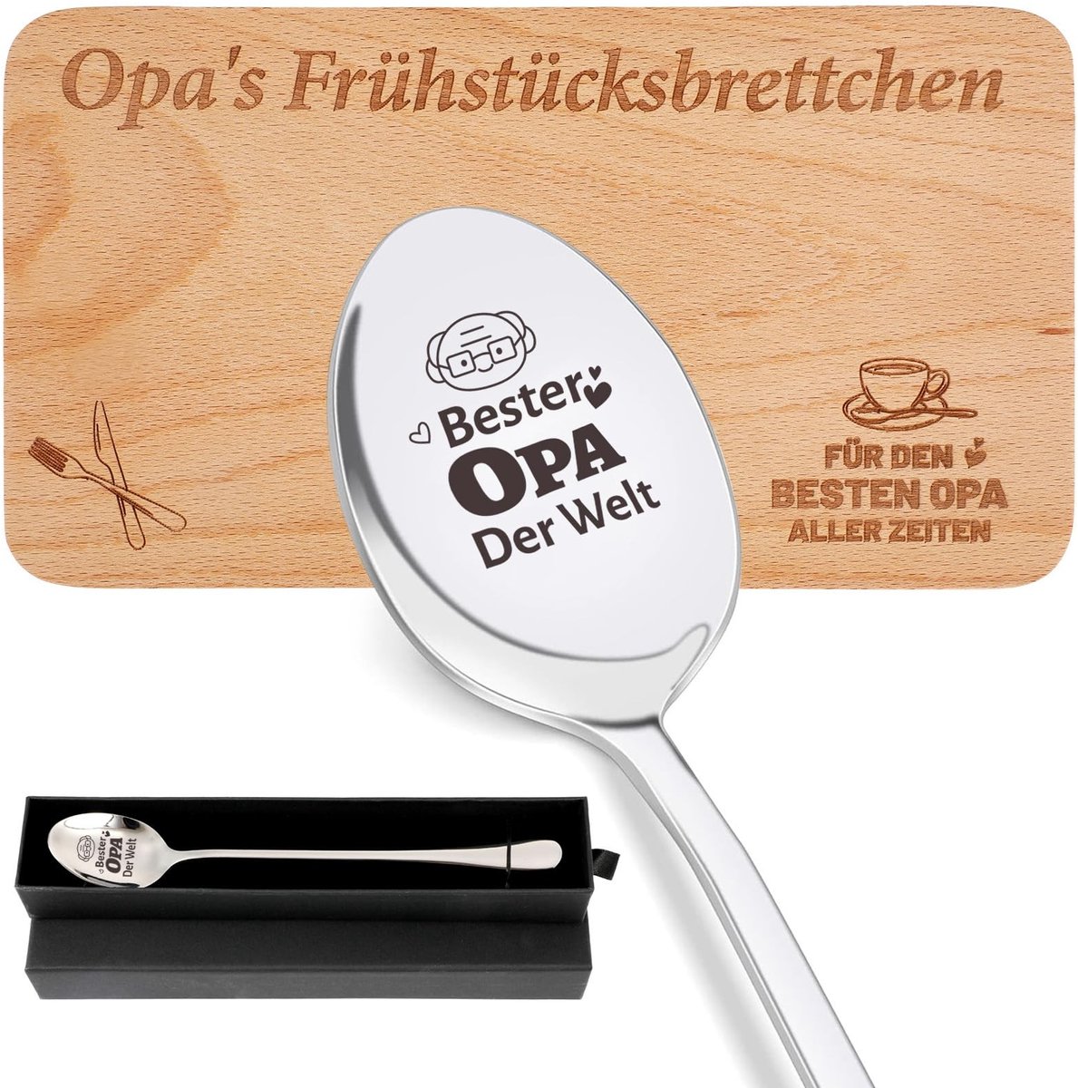 Dailygoods- Gravure Cadeau voor Opa - Kerstcadeau - Ontbijttafel - Beste Opa - Persoonlijk Geschenk - Uniek Design