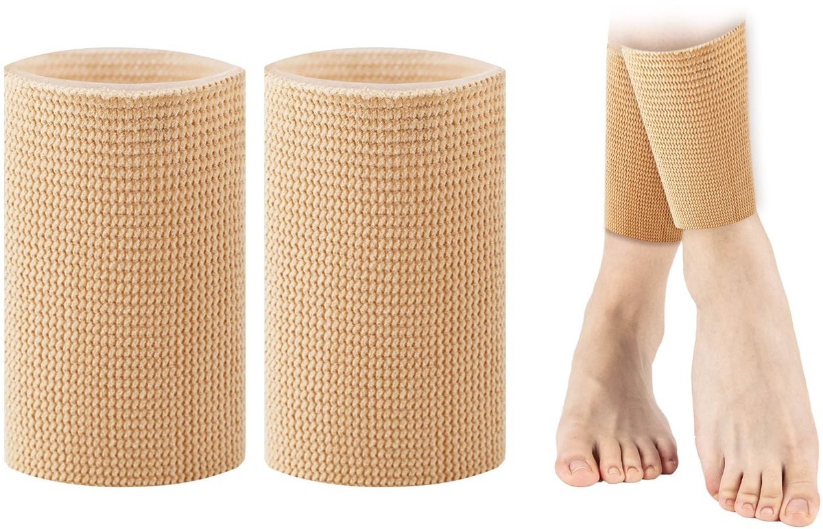 Dailygoods- Enkelbeschermer Huidskleur - Enkelgelpads - Schaatsbescherming - Herbruikbaar - Nylon/latex - 12,5 x 6 cm - Enkelsok
