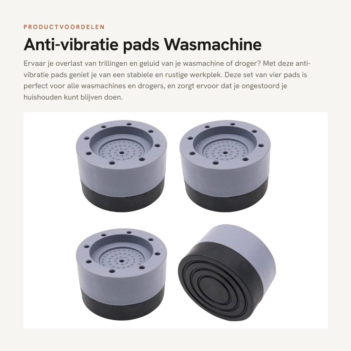 Dailygoods- Antivibratie Pads - 4 Stuks - Schokabsorberende Matten - Geluiddichte Voeten - Ondersteuningsset - Geschikt voor Wasmachine/Droger - Stabilisatoren