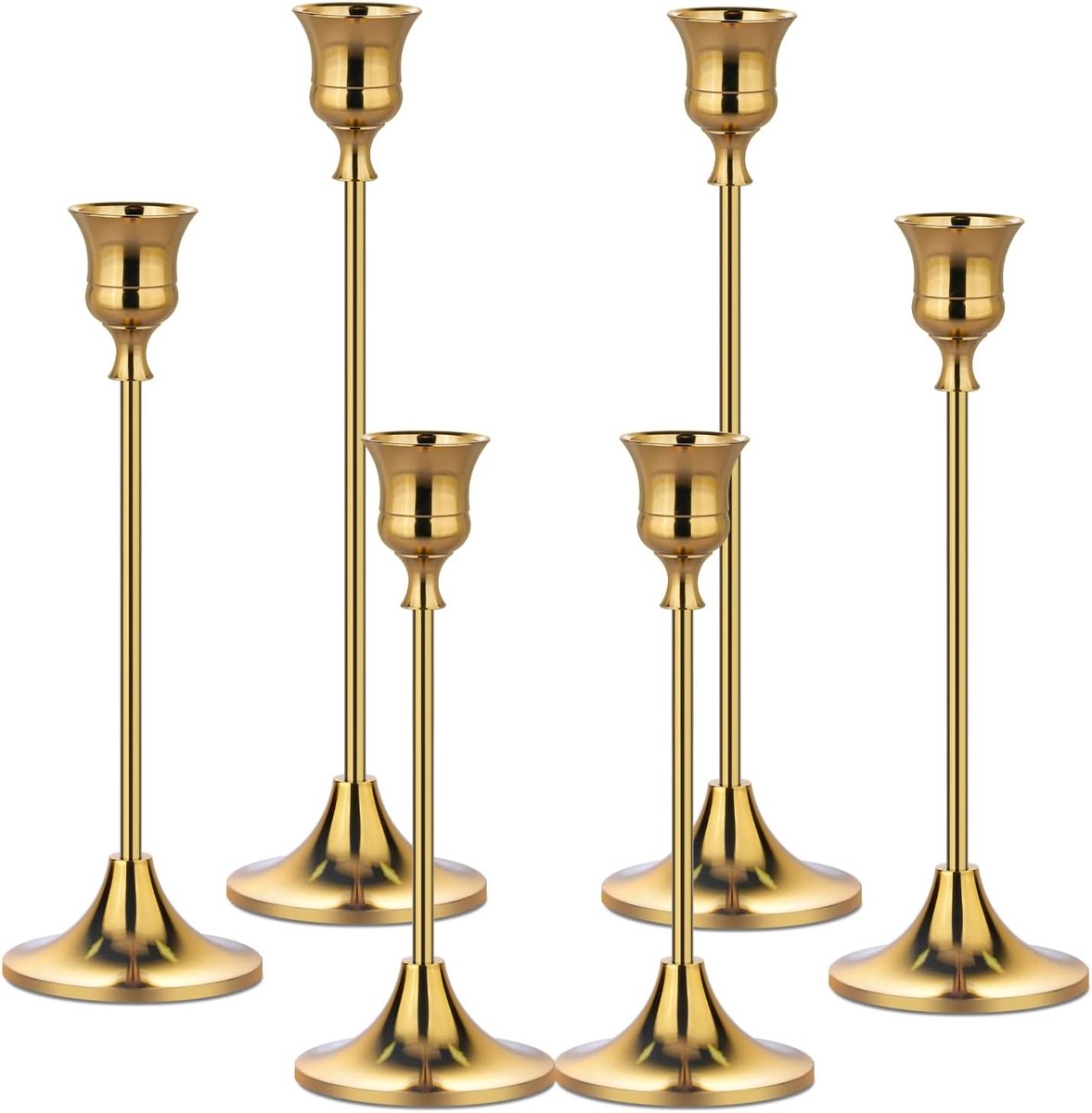 Metalen Kandelaars - Kaarshouders Set - Sfeer Creëren - Massieve Aluminiumlegering - 3 Maten Beschikbaar - Goud