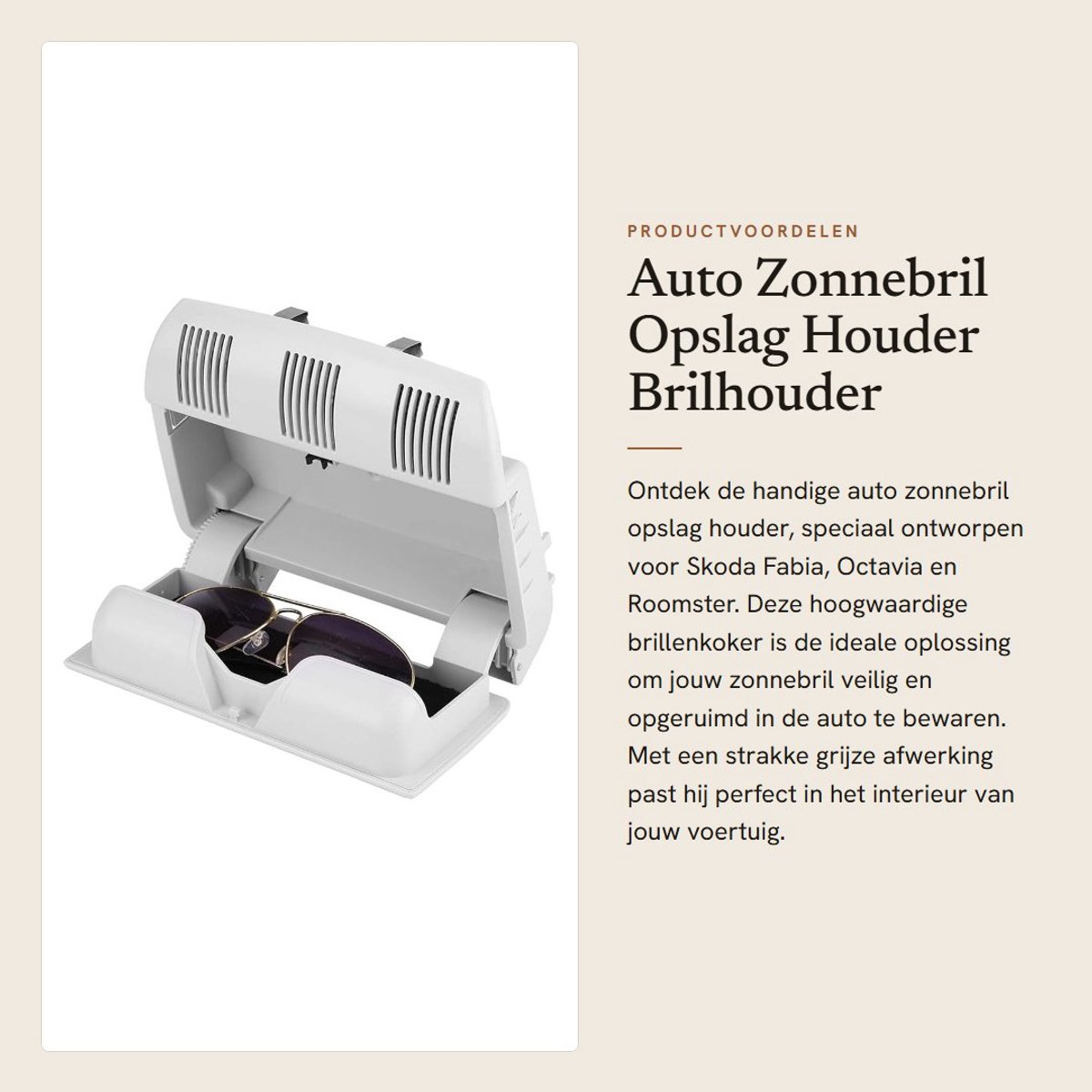 Dailygoods- Zonnebrilhouder Hoge Kwaliteit - Brillenkoker Hard Case - Zonnebrilhouder Auto - Zonnebrilhouder voor Skoda - Stofdicht - Duurzaam ABS kunststof