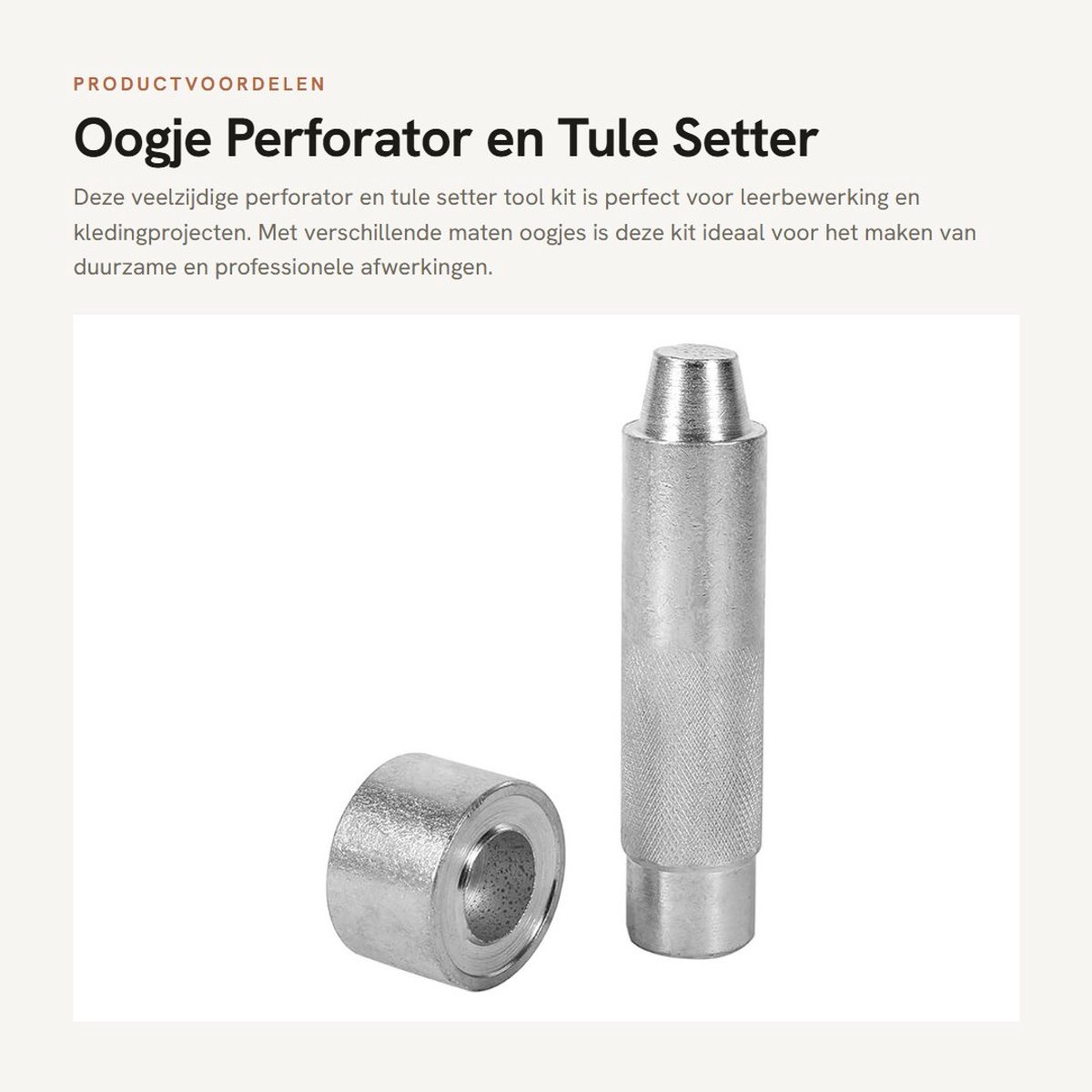 Dailygoods- Perforator 4 gaats - Sterven Tool Kit - Tule Setter - Ambachtelijke Kleding - Leer - 2000# 20mm - Stans
