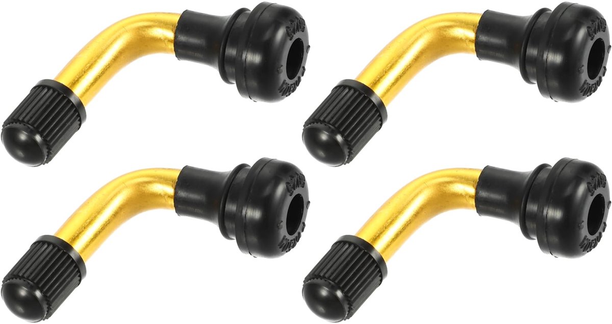 Dailygoods- Ventielen 4 Stuks - Tubeless - Roestvrij Staal - Geschikt voor Motorfietsen/Scooters - Goudkleurig/Zwart - Schroefdraad M8 x 0,8 - Bandventiel