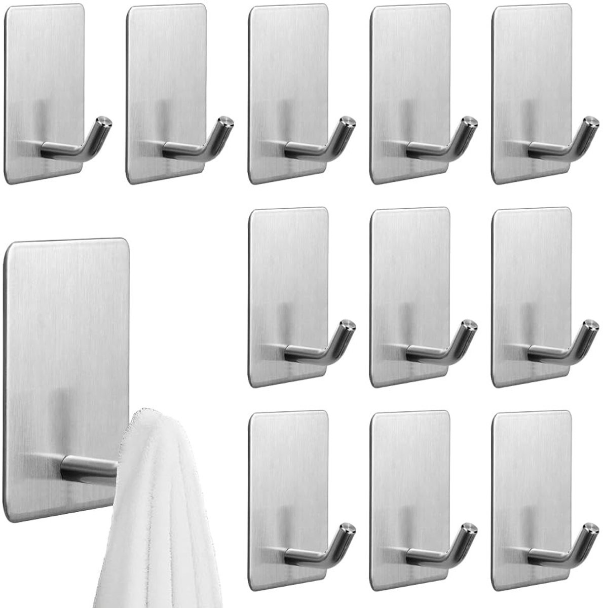 Dailygoods- Zelfklevende Haken 12 Stuks - Roestvrij Staal - Wandhaken - Kleine Kleerhaken - Keukenhaken - Waterdicht & Corrosiebestendig