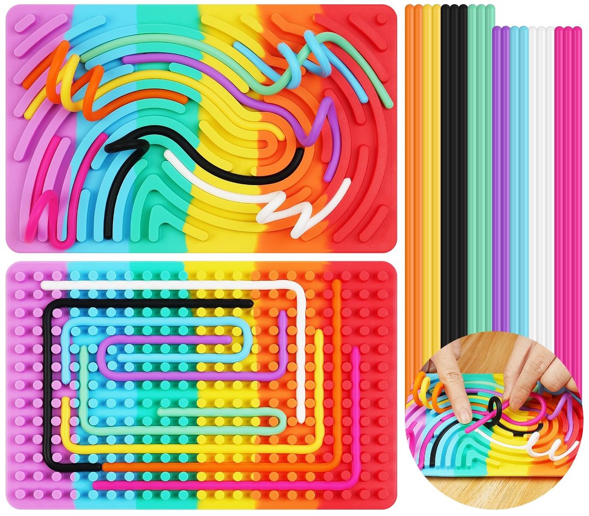 Dailygoods - Sensorisch Activiteitenbord - Stressverlichting - Draagbaar - Siliconen Speelgoed - Voor Kinderen - Geschikt voor 0 - 12 jaar