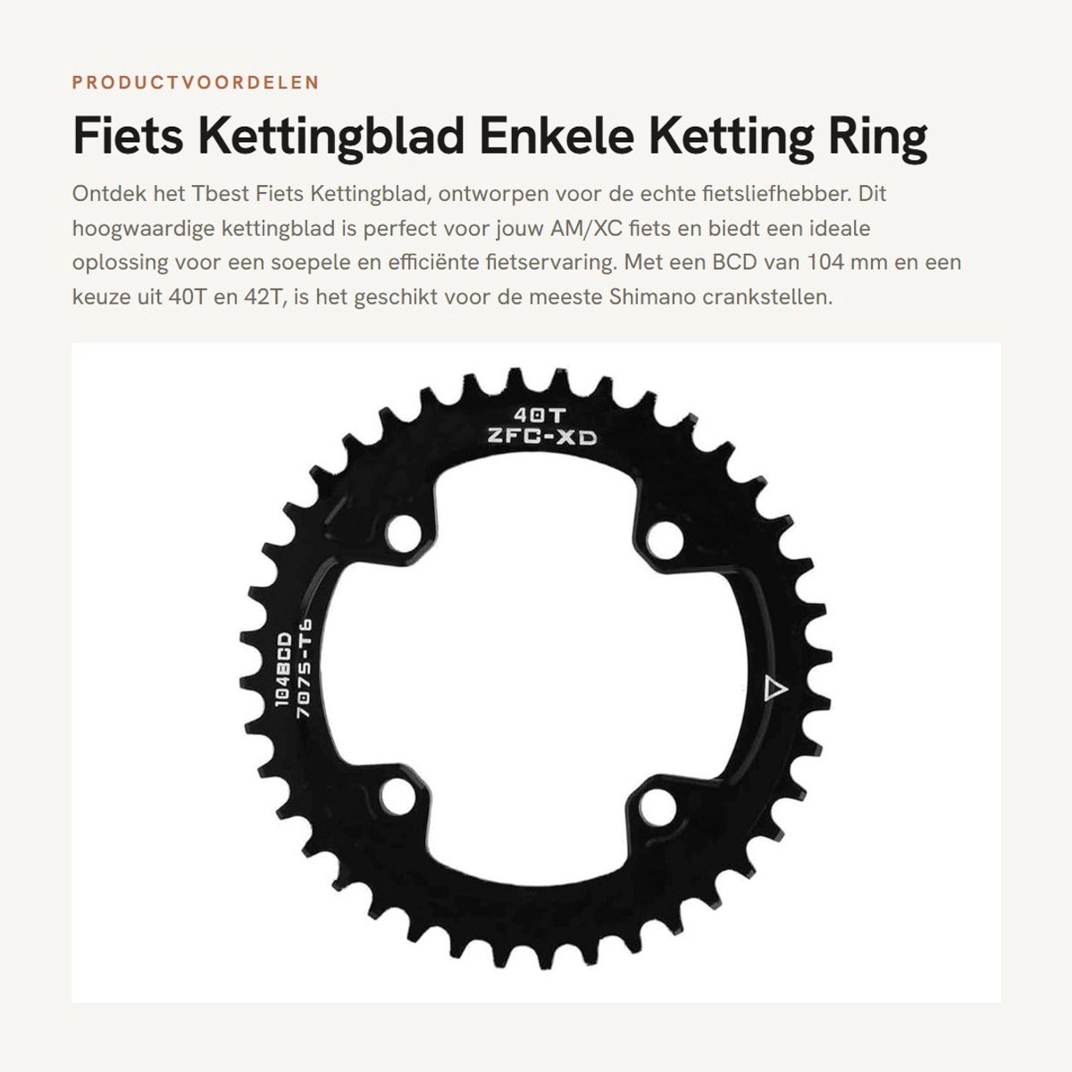 Dailygoods- Kettingblad 40T/42T - BCD 104 MM - Aluminiumlegering - Lichtgewicht - Duurzaam - Geschikt voor Shimano Crankstel - Fiets Tandwiel