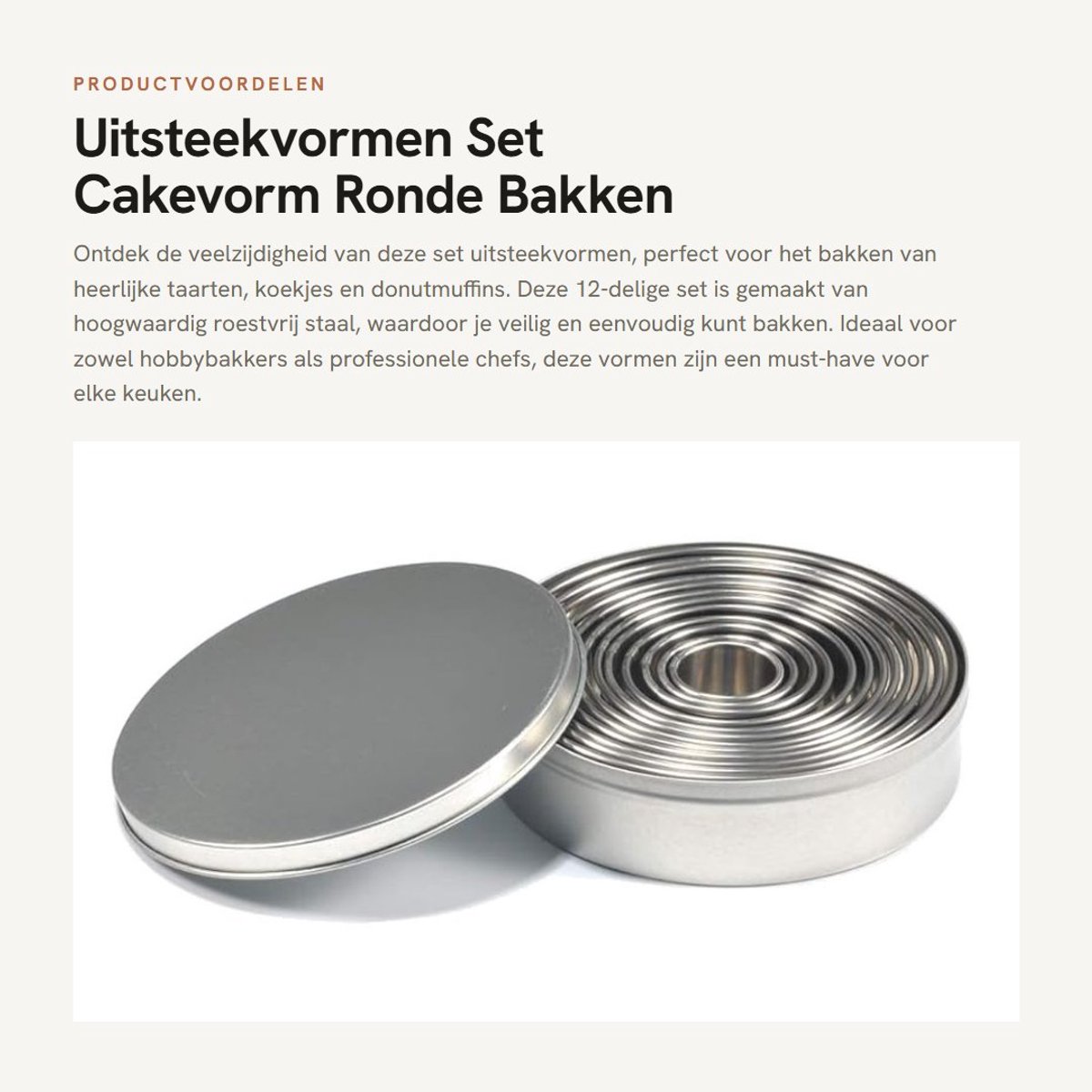 Dailygoods- Uitsteekvormen set 12 stuks - Ronde uitsteekvormen - Roestvrij staal - Vaatwasserbestendig - Perfect gelaste naden - Veilig en eenvoudig in gebruik - Koekjesuitsteekvormen