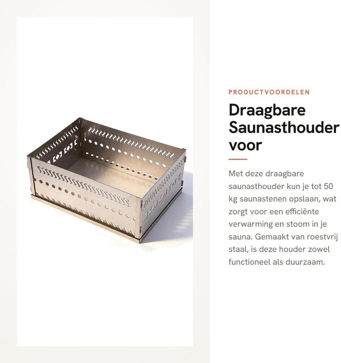 Dailygoods- Saunasthouder Hoge Capaciteit - Draagbare Saunastenkorf - Multifunctioneel - Roestvrij Staal - Tot 50 kg - Ideaal voor Houtkachels - Saunastenenmand