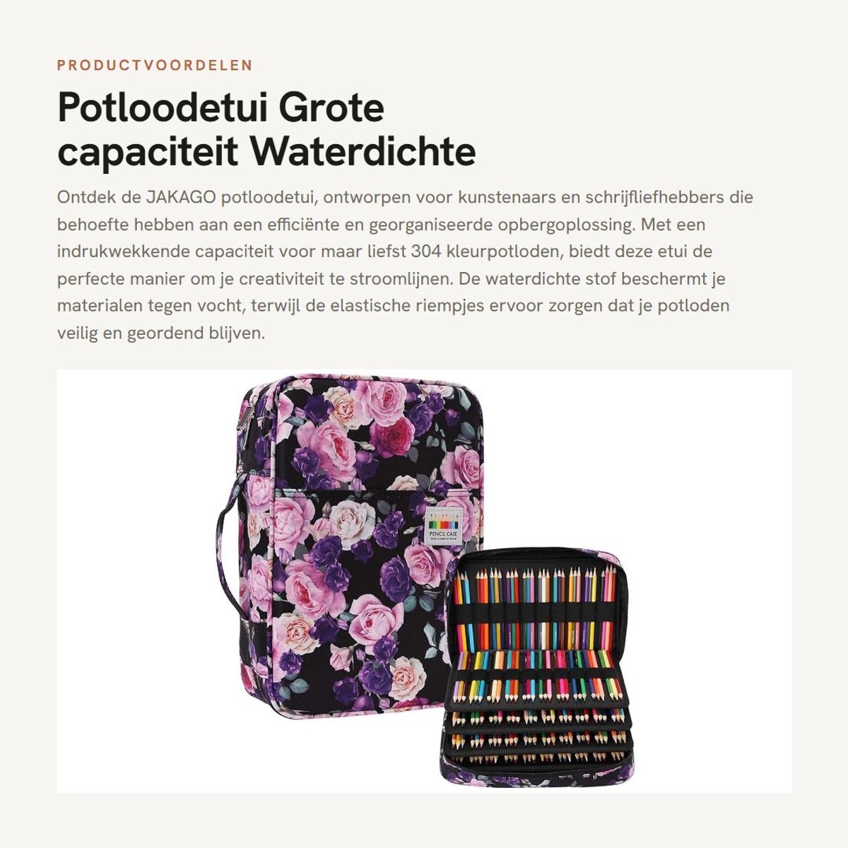 Dailygoods- Potloodetui grote capaciteit - Waterdichte Pennenzak - Opberger voor Schrijfwaren - 304 Kleurpotloden - Duurzaam Oxford-Polyester - Met Ritssluiting