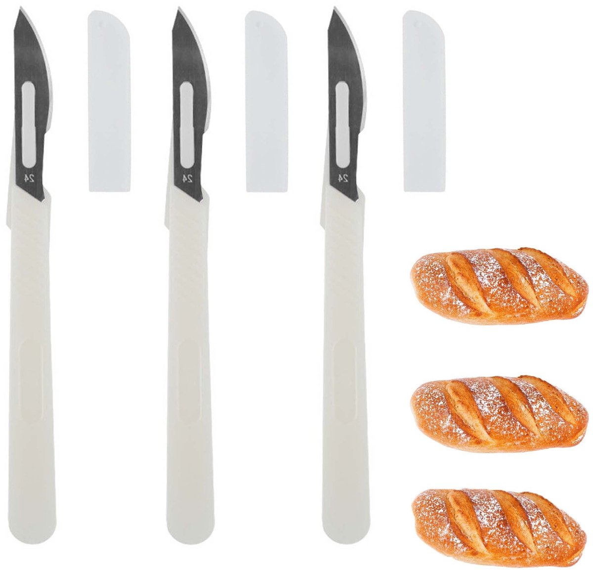 Dailygoods- Broodlam Professioneel - Broodbakmessen - Deegschraper - Snijgereedschap - Baguette/Cake - Roestvrij Staal - Broodmes