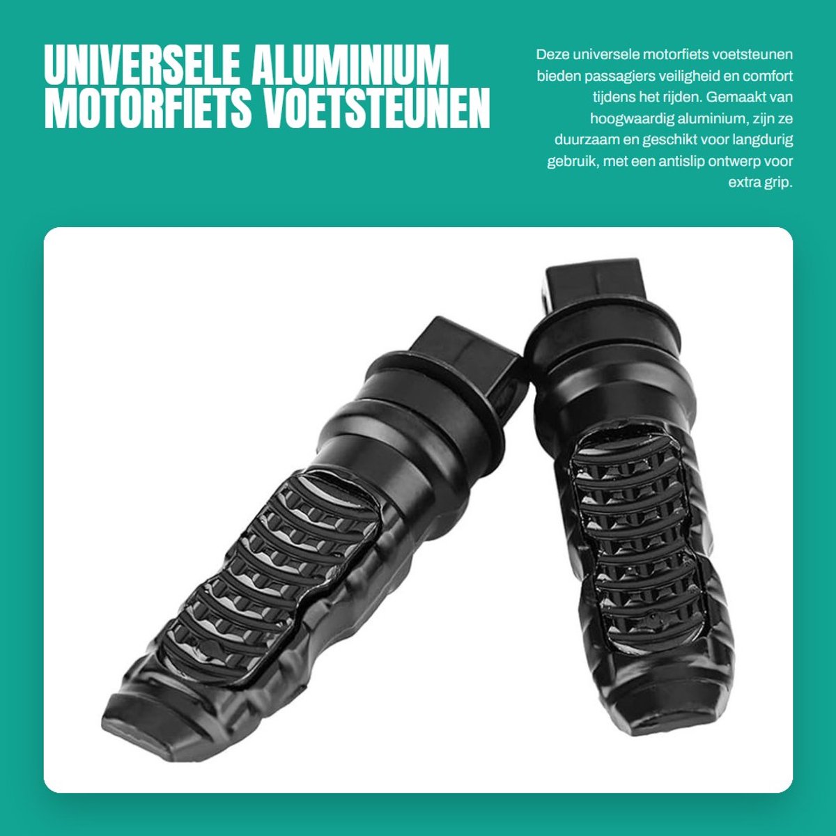 Dailygoods- Voetsteunen Aluminium - Antislip - Ergonomisch - Universele Pasvorm - Duurzaam - Totale Lengte 11,9 cm - Motorpedalen
