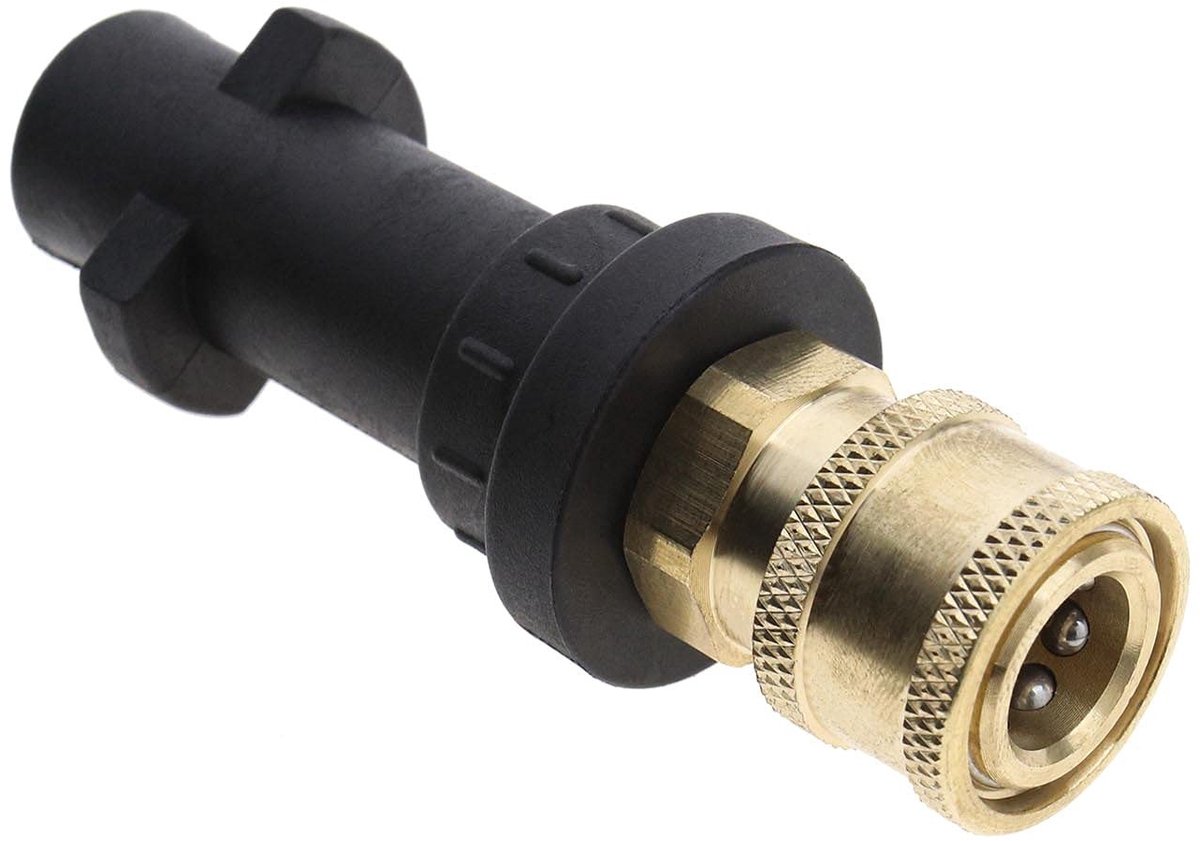 Dailygoods - Hogedrukreiniger Adapter - Snelkoppeling - 1/4 Inch - Zwart - Messing en Kunststof - Geschikt voor Karcher K2 K3 K4 K5 K6 K7 - 3600psi
