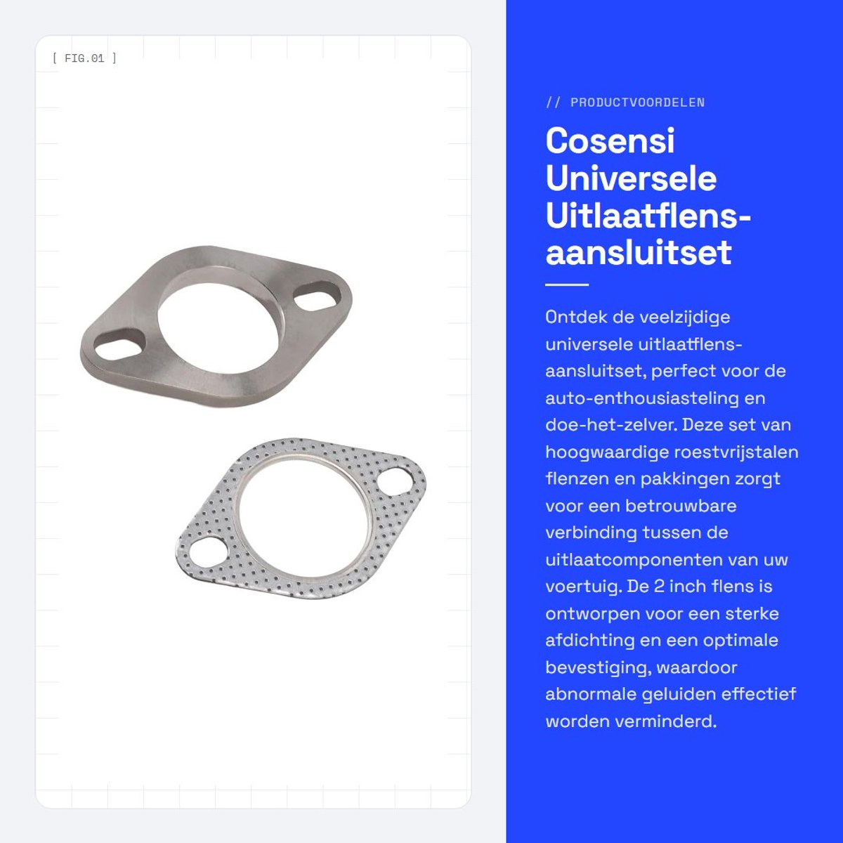 Dailygoods- Uitlaatflens Aansluitset Roestvrij Staal - 2 Inch - 2 Bouten - Afdichting - Universeel - Verbeterd Rijcomfort - Uitlaatverbinding