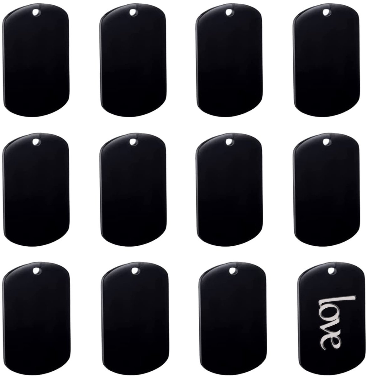 Dailygoods- Hondenlabels 30 stuks - Aluminium Blanco - Stempellabels - Schildvorm - Met Gat voor Ketting - 50 x 29 mm - 1 mm Dikte - Etiketten