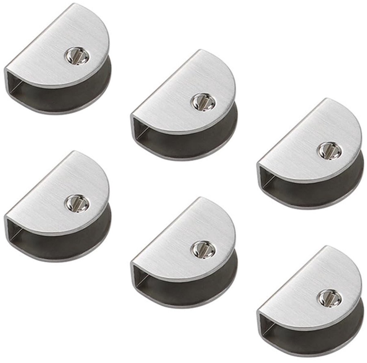 Dailygoods- Plankbeugels 6 Stuks - Verstelbare Glasklemmen - Wandmontage - Roestvrij Staal - Geschikt voor 8-12 mm Dik Glas - Duurzaam en Stevig - Glasklem