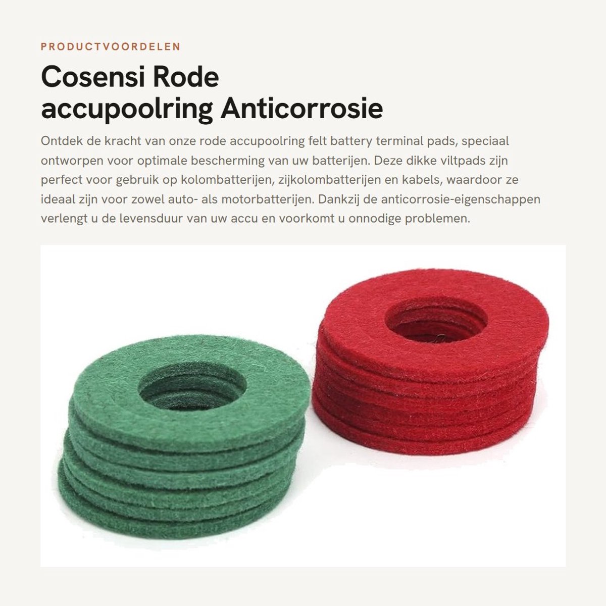 Dailygoods - Rode accupoolring - Anticorrosie - Dikke viltpads - Geschikt voor kolombatterijen - Duurzaam - Ideaal voor autobatterijen