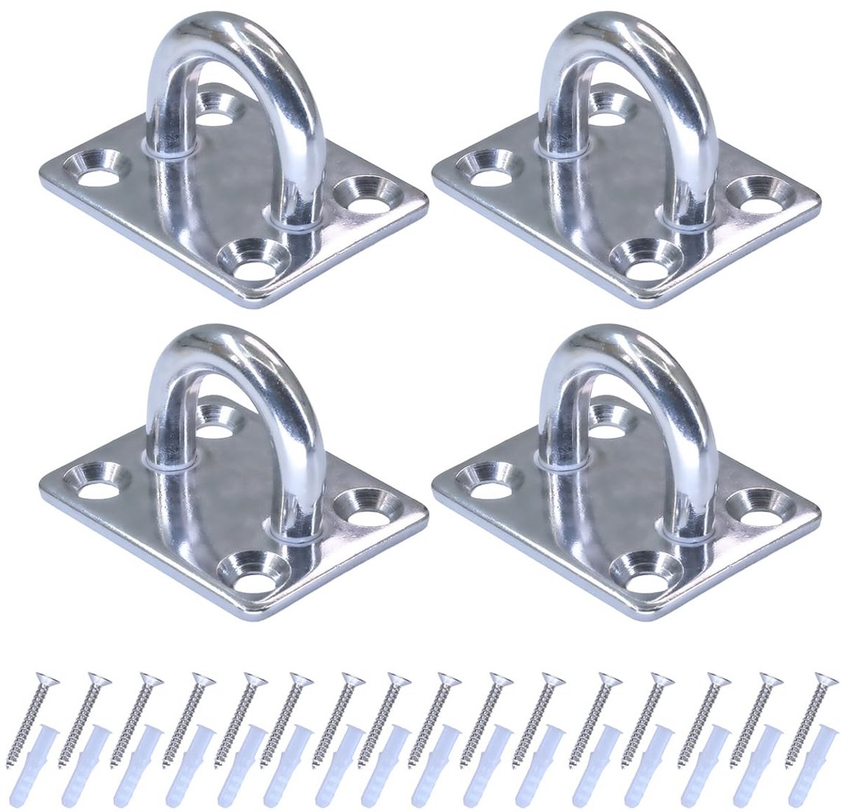 Dailygoods- Plafondhaak hoog draagvermogen - M8 oogplaat - roestvrij staal - schroeven - wandhaak - 4-gaats bevestiging - Ophanghaak