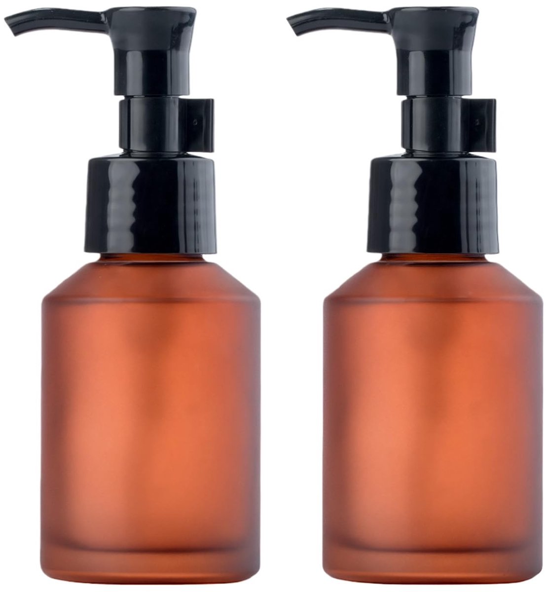 Dailygoods- Pompdrukflessen 100 ml - Glazen Lotionflessen - Reusable Dispenser - Draagbaar - Zwarte Pompkop - Geschikt voor Reisgebruik - Dispenserfles