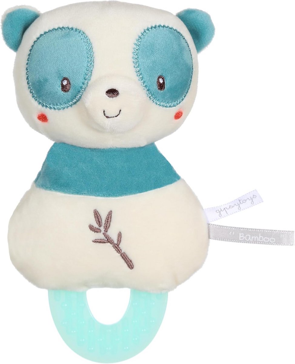 Panda knuffel - Bijtknuffel baby - Tandjes verlichting - Veilig design - 17 cm - Blauw beige